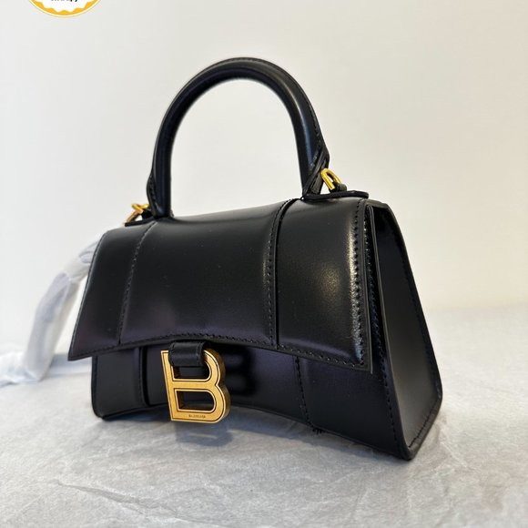 BALENCIAGA WOMEN’S HOURGLASS XS HANDBAG BOX IN BLACK - Picture 1 of 5
